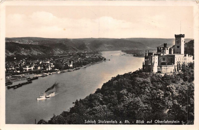 Lot 58 stolzenfels castle with a view of oberlahnstein real photo germany ship