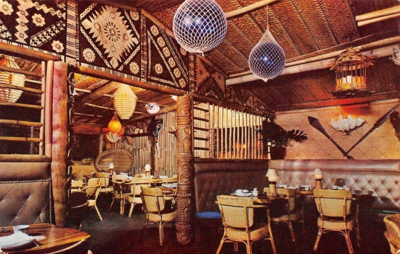 TIKI ROOM San Francisco TRADER VIC'S Restaurant Interior c1950s Vintage Postcard