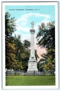 c1930's Pulaski Monument Savannah Georgia GA Vintage Unposted Postcard 