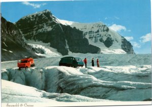 Athabasca Glacier - Snowmobiles at Crevasse Alberta Canada - postcard