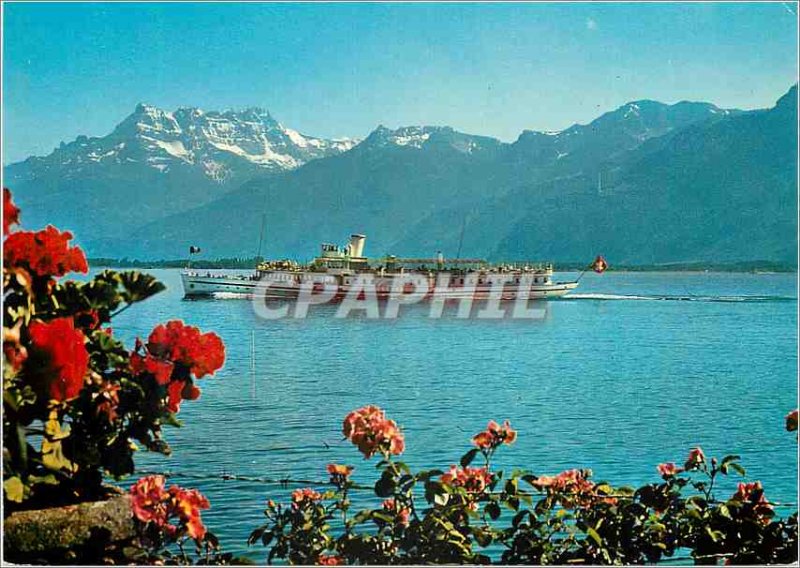 Modern Postcard Schweiz Switzerland Lake Geneva Geneva Boat lounge around Cla...