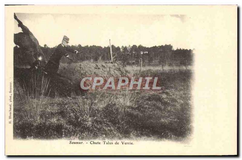 Old Postcard Horse Riding Equestrian Saumur Fall slope verrie