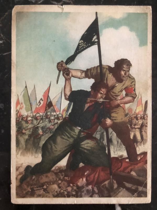1942 Italy Facist Picture fieldpost Postcard cover WW2 desperate to Gambellara