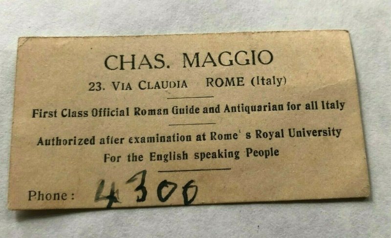 1920s Italian tour guide business card Chas. Maggio Rome