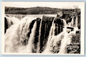 Ontario Canada Postcard High Falls Pigeon River c1940's Vintage RPPC Photo