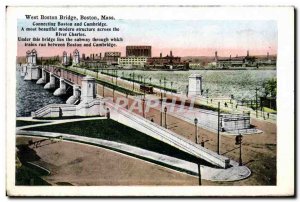 Postcard Old West Boston Bridge Connecting Boston Mass Boston and Cambridge P...