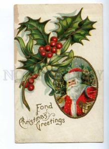 190051 X-MAS Christmas SANTA CLAUS Vintage EMBOSSED PC