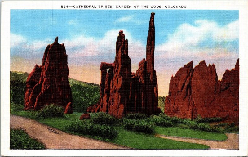 Cathedral Spires Garden Gods Colorado CO Postcard VTG UNP Sanborn Vintage Unused 