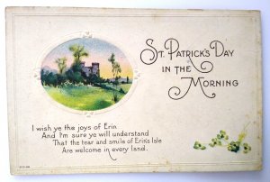 St Patrick's Day Postcard In The Morning Castle Embossed Holiday Greetings STP56