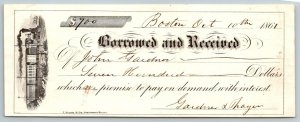 1861  Authentic Civil War Era  Boston Massachusetts Receipt     7 x 2.5