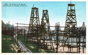 Vintage Postcard Oil Wells In The Pacific Summerland By The Sea California PNC