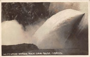 RPPC Great Arrow Rock Dam, Boise, Idaho Waco Real Photo c1910s Vintage Postcard