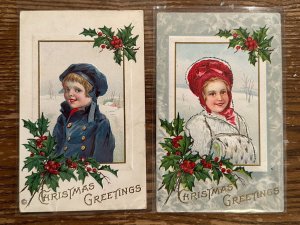 Lot of Antique Postcards Early 1900s Vintage Embossed Christmas Children