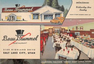 BEAU BRUMMEL RESTAURANT SALT LAKE CITY UTAH ADVERTISING POSTCARD (c.1940s)