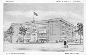 WASHINGTON SCHOOL Portsmouth, Ohio Devoss & Donaldson c1920s Vintage Postcard