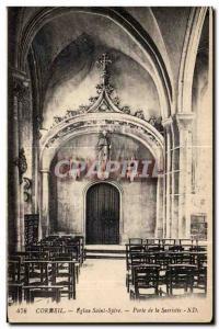 Postcard Old Church St. Spire Corbeil door of the Sacristy