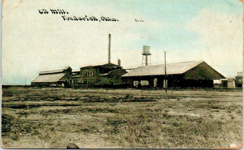 Frederick Oklahoma~Oil Mill~Long Buildings~Water Tower~c1910 CU Williams  