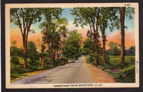 NH Greetings From BRADFORD NEW HAMPSHIRE Linen PC 1945