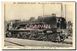 Postcard Old Train Locomotive compound has 4 cylinders Pacific State