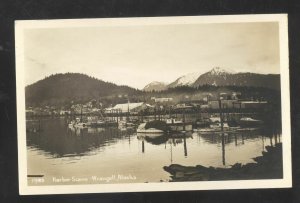 RPPC WRANGELL ALASKA HARBOR SCENE BOATS VINTAGE REAL PHOTO POSTCARD