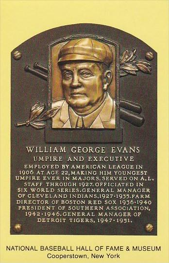 William George Evans Umpire And Executive Baseball Hall Of Fame & Museum Coop...