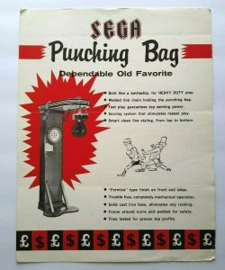 Sega Punching Bag Arcade FLYER Original Boxing Game Art Print Sheet 1960 Rare 