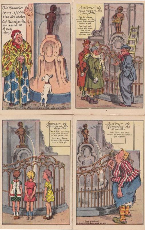 Manneken Pis 4 Antique Comic Postcard s