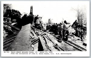 Bellows Falls Vermont 1950s Modern RPPC Real Photo Postcard Train Wreck Track