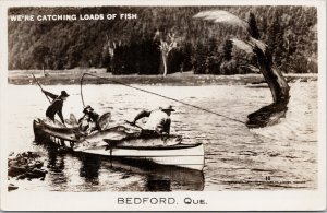 Bedford QC Quebec Giant Fish Exaggeration Fishermen Fishing RPPC Postcard E97