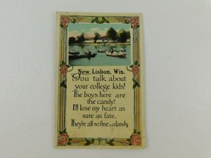 New Lisbon Wis. Poem Written On Posted Divided Back Vintage Postcard