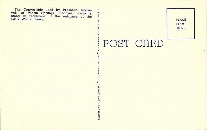 Roosevelt's Convertible Little White House Warm Springs GA Standard View Card 