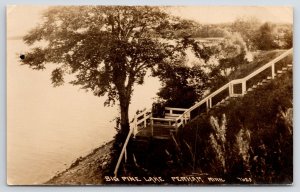 Perham Minnesota~Take Long Steep Wooden Step Down To Big Pine Lake~RPPC c1930