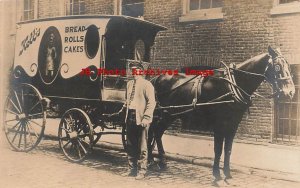 NJ, Orange, New Jersey, RPPC, Koll's Horse Drawn Advertising Wagon