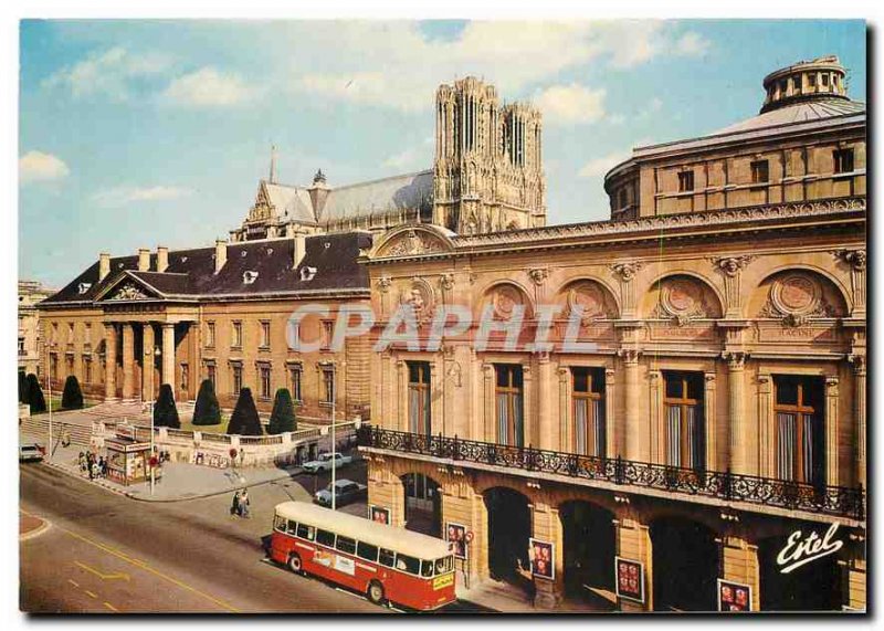 Modern Postcard Reims Marne Place Myon Herrick the theater in the background ...