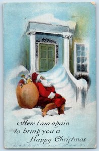 Christmas Postcard Santa Claus With Sack Of Toys Winter Embarrass MN 1916