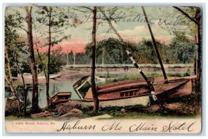 1907 Lake Grove Ship Boat River Exterior Auburn Maine Vintage Antique Postcard