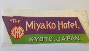 Vintage 1930s The Miyako Hotel Kyoto JAPAN Original Luggage Label