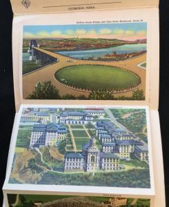 Unused Linen Souvenir Folder w/9 Double sided pics Pittsburgh PA LB