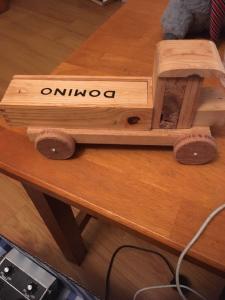  Folk Art Primitive Wood Truck /Domino Case Made by CARL KOROKNAY Camarillo CA