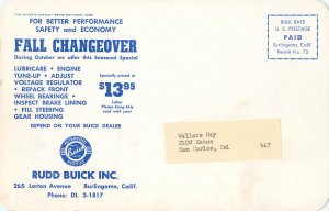 5.5x8 Postcard Advertising Rudd Buick Burlingame CA With Bryce National Park