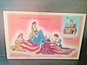 Postcard The Birth Of Our  Flag  Betsy Ross House