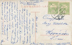 Hungary Postcard Pecs panorama illustration