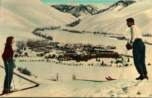 Winter Ski Scene Sun Valley Idaho ID Union Pacific Railroad Linen Postcard A3