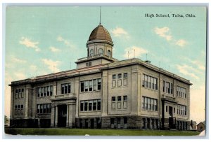 1911 High School Building Front View Tulsa Oklahoma OK Antique Posted Postcard