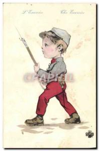 Postcard Old Army Child L & # 39exercice