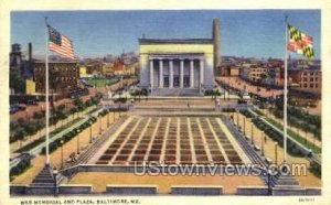 War Memorial & Plaza - Baltimore, Maryland MD Postcard