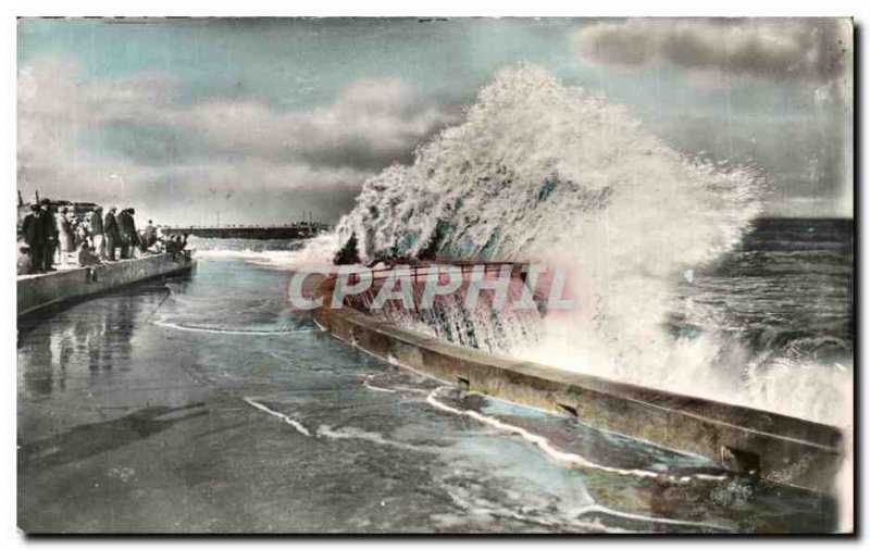 Old Postcard Dieppe Sea A Beautiful Spectacular Maree Full