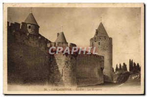 Old Postcard Carcassonne city Ramparts