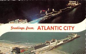 ATLANTIC CITY, NJ New Jersey  STEEL PIER~Night & Day View  1966 Chrome Postcard