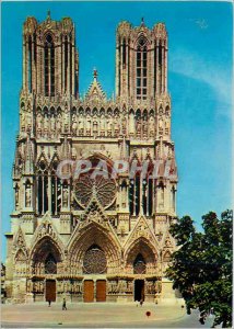 Modern Postcard Reims Marne Facade of the Cathedral